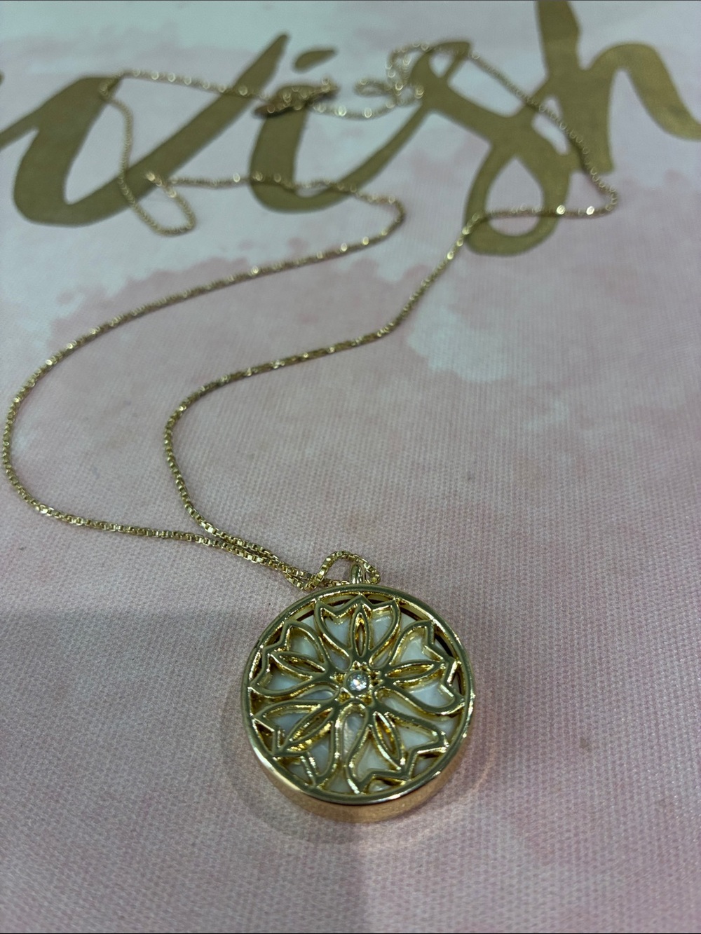 Express Gold Tone Floral Filigree Pendant Necklace